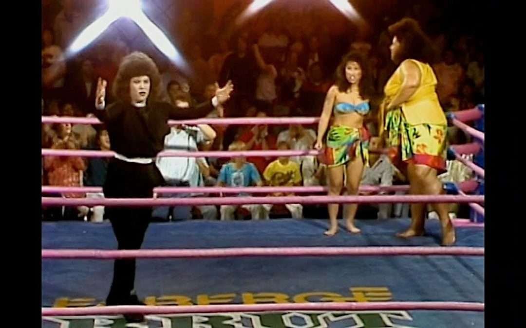 GLOW Wrestling Daisy, Gremlina and Evangelina vs Mt Fiji and Little Fiji
