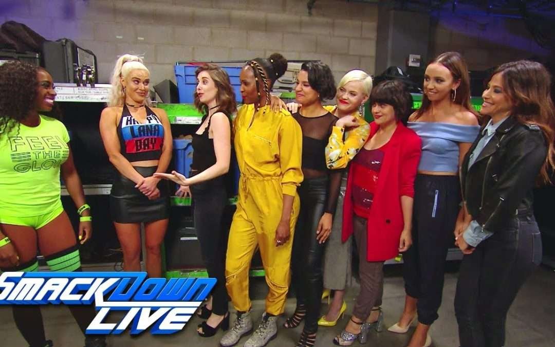 Alison Brie and the cast of “GLOW” meet Naomi and Lana: SmackDown LIVE, June 26, 2018