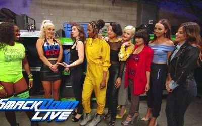 Alison Brie and the cast of “GLOW” meet Naomi and Lana: SmackDown LIVE, June 26, 2018